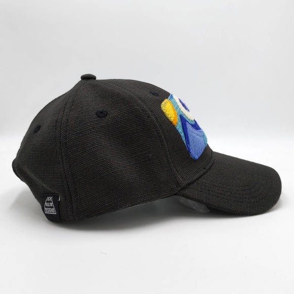 Ellix Designs Handsewn Beach Wave Snapback Trucker Hat Patch Art Cap Black - Picture 6 of 9